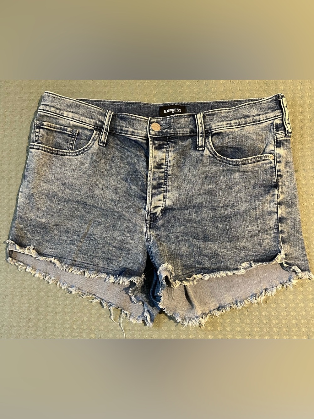 Express Light Blue Distressed Denim Cutoff Shorts